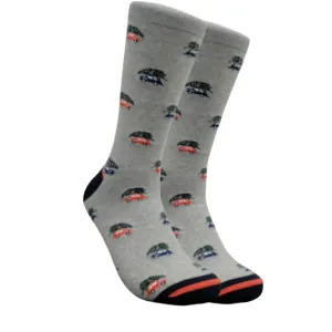 Christmas Tree on a Car Socks from the Sock Panda (Adult Large - Men's Shoe Sizes 8-12)