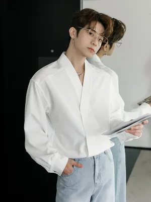 Chuan Collarless Relaxed Fit Shirt