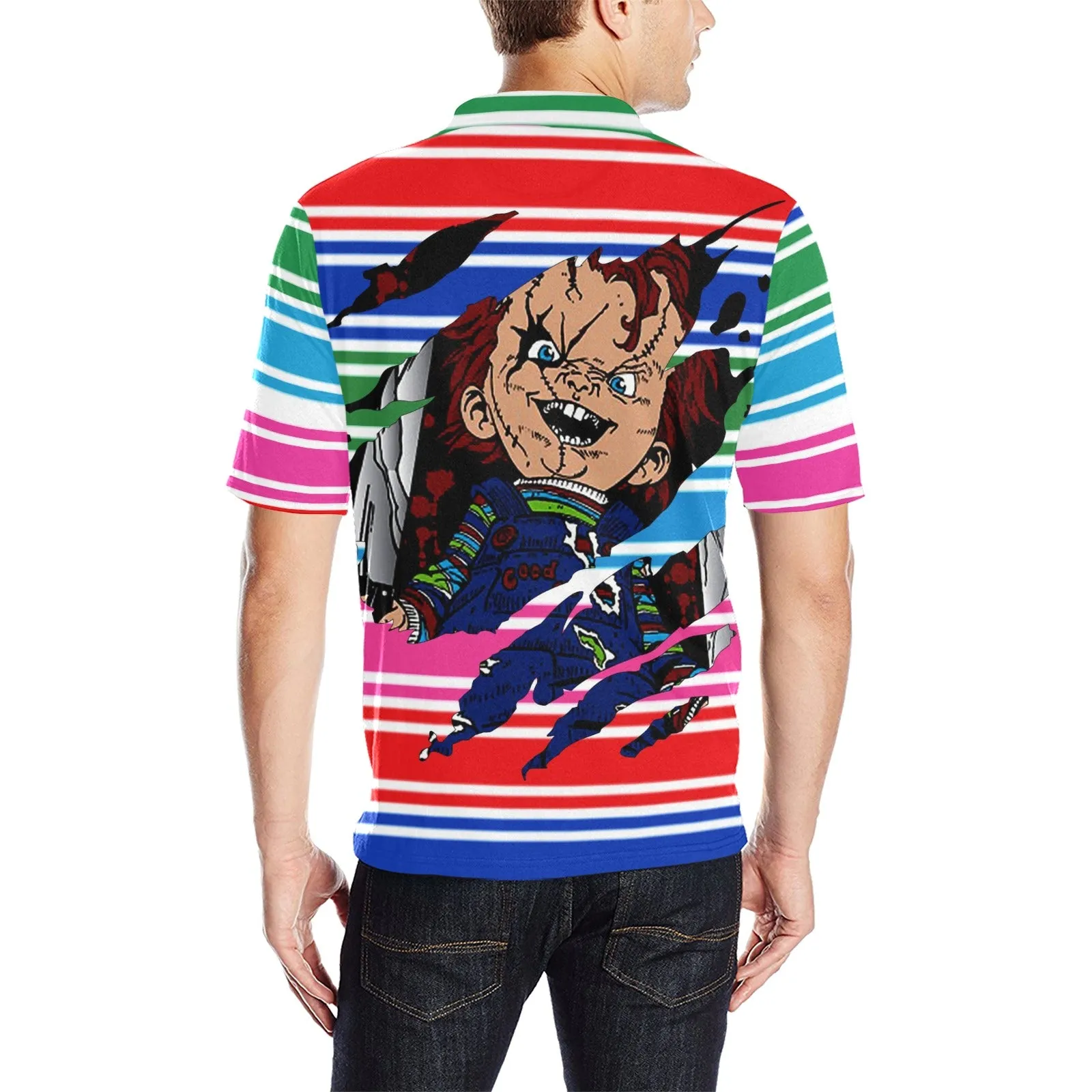 CHUCCY Men's All Over Print Polo Shirt