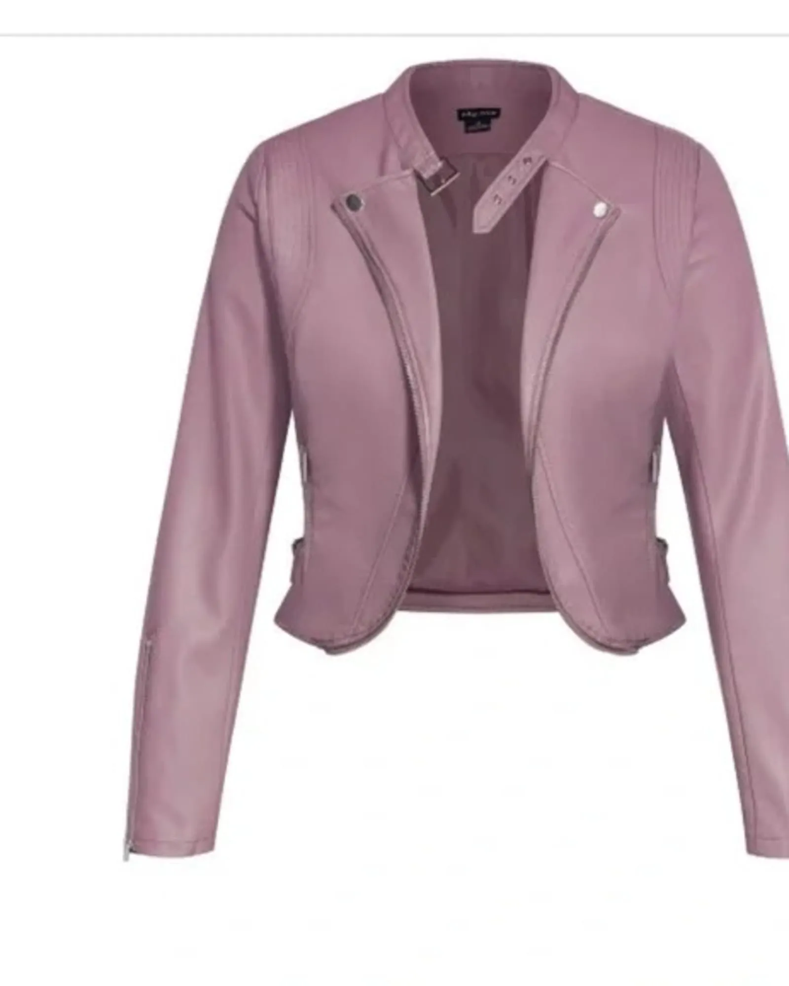 City Chic Women's Trendy Plus Cropped Faux Leather Moto Jacket Rosewood Size 14W | Pink