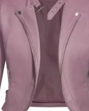 City Chic Women's Trendy Plus Cropped Faux Leather Moto Jacket Rosewood Size 14W | Pink
