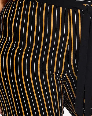 City Chic Women's Trendy   Striped Palazzo Pants Black  24W | Black