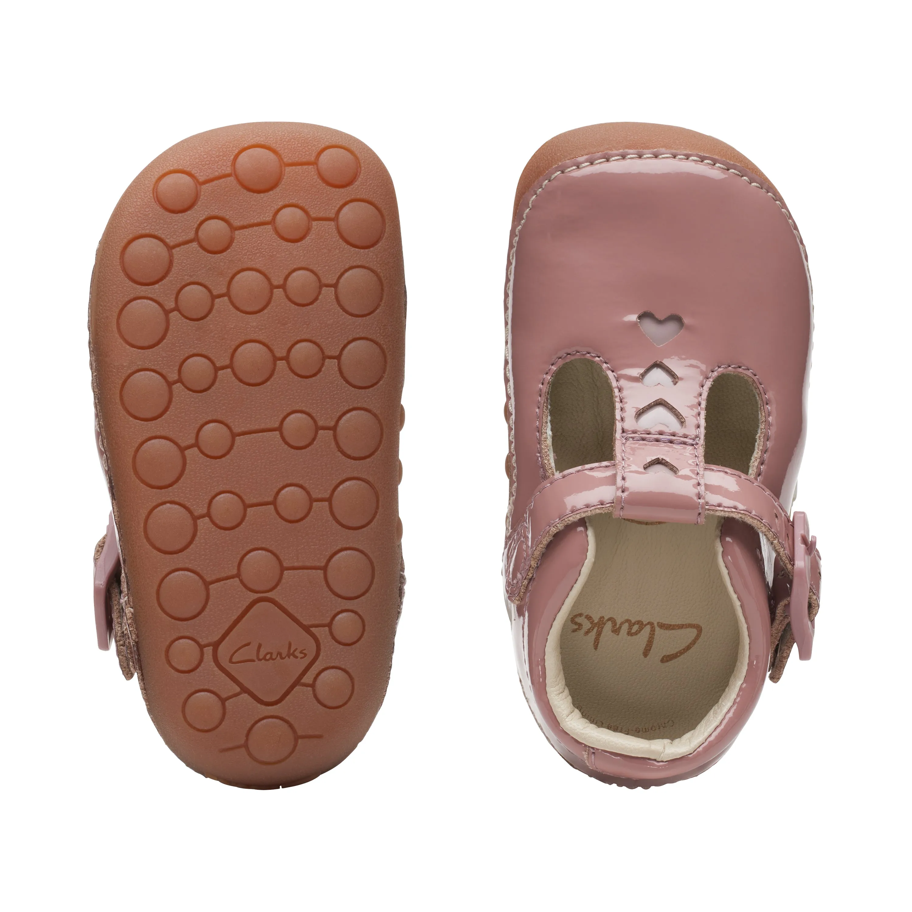 Clarks Tiny Beat Infant Girls Dusty Pink T-Bar Shoe