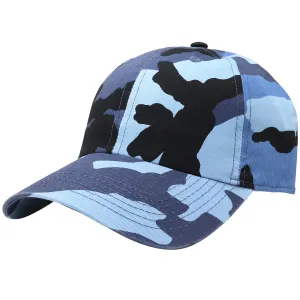 Classic Baseball Cap Soft Cotton Adjustable Size - Blue Camouflage