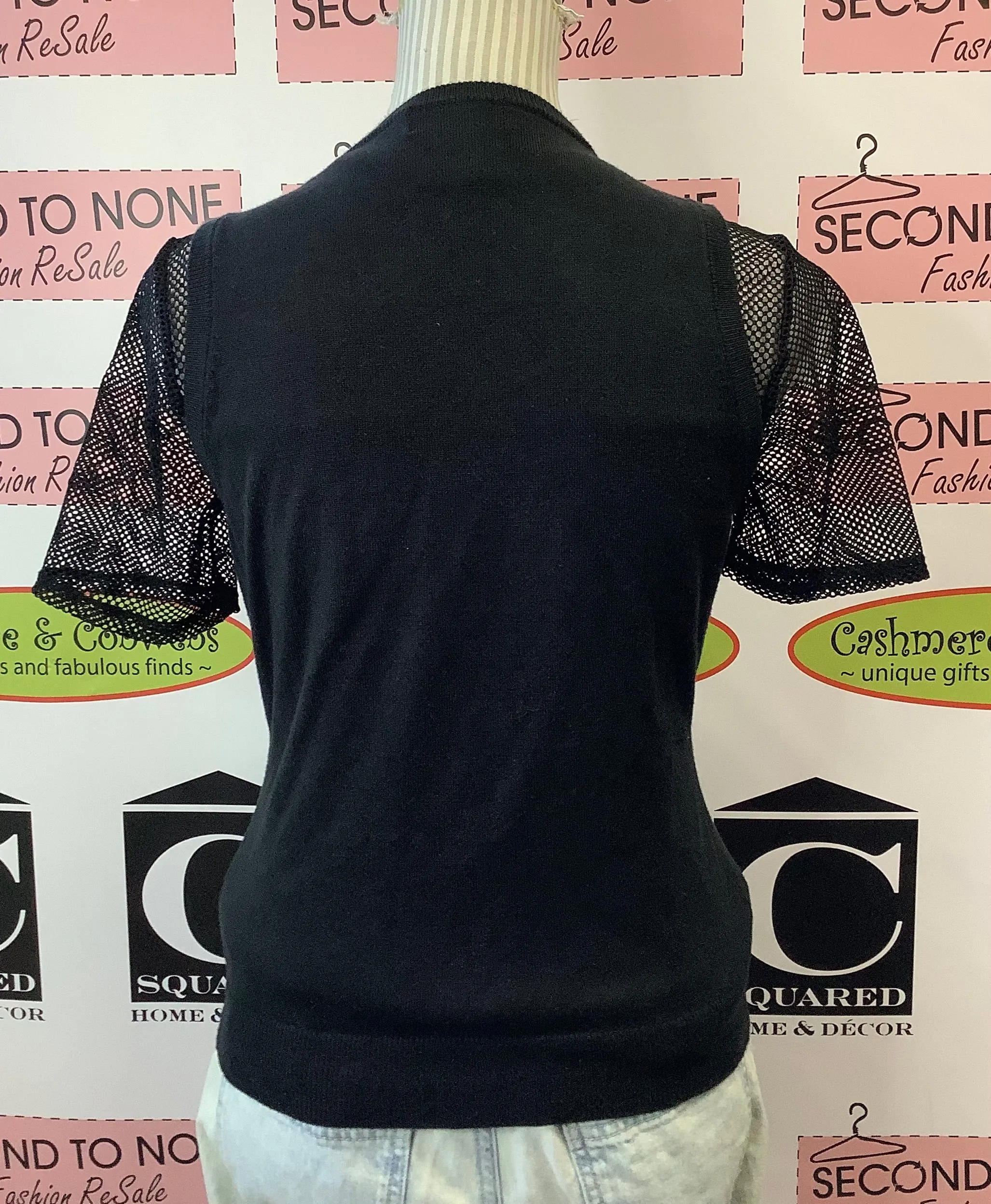 Classic Black Knit Vest Cardi (Size S)