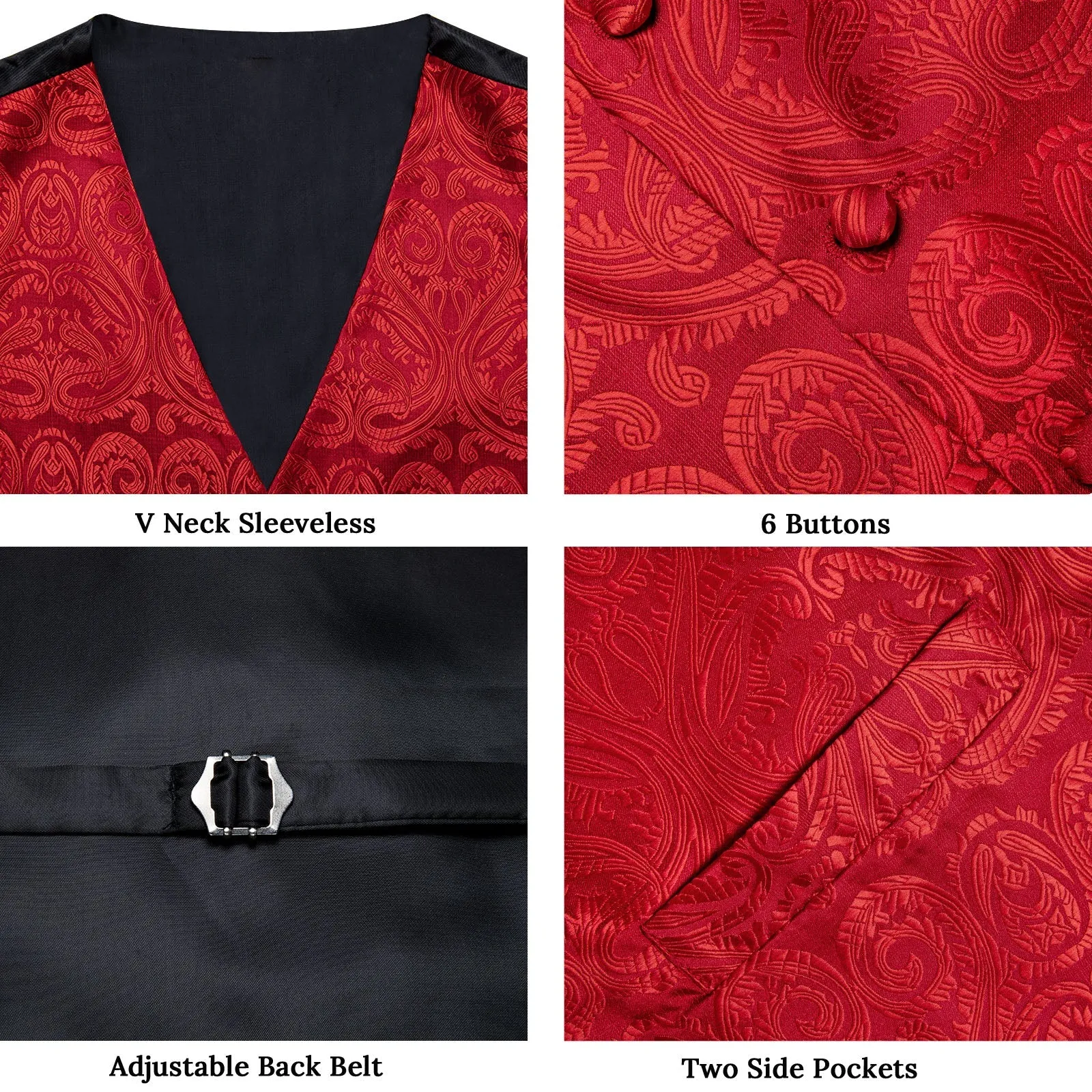 Classic Blue Paisley Silk Men's Vest Hanky Cufflinks Tie Set