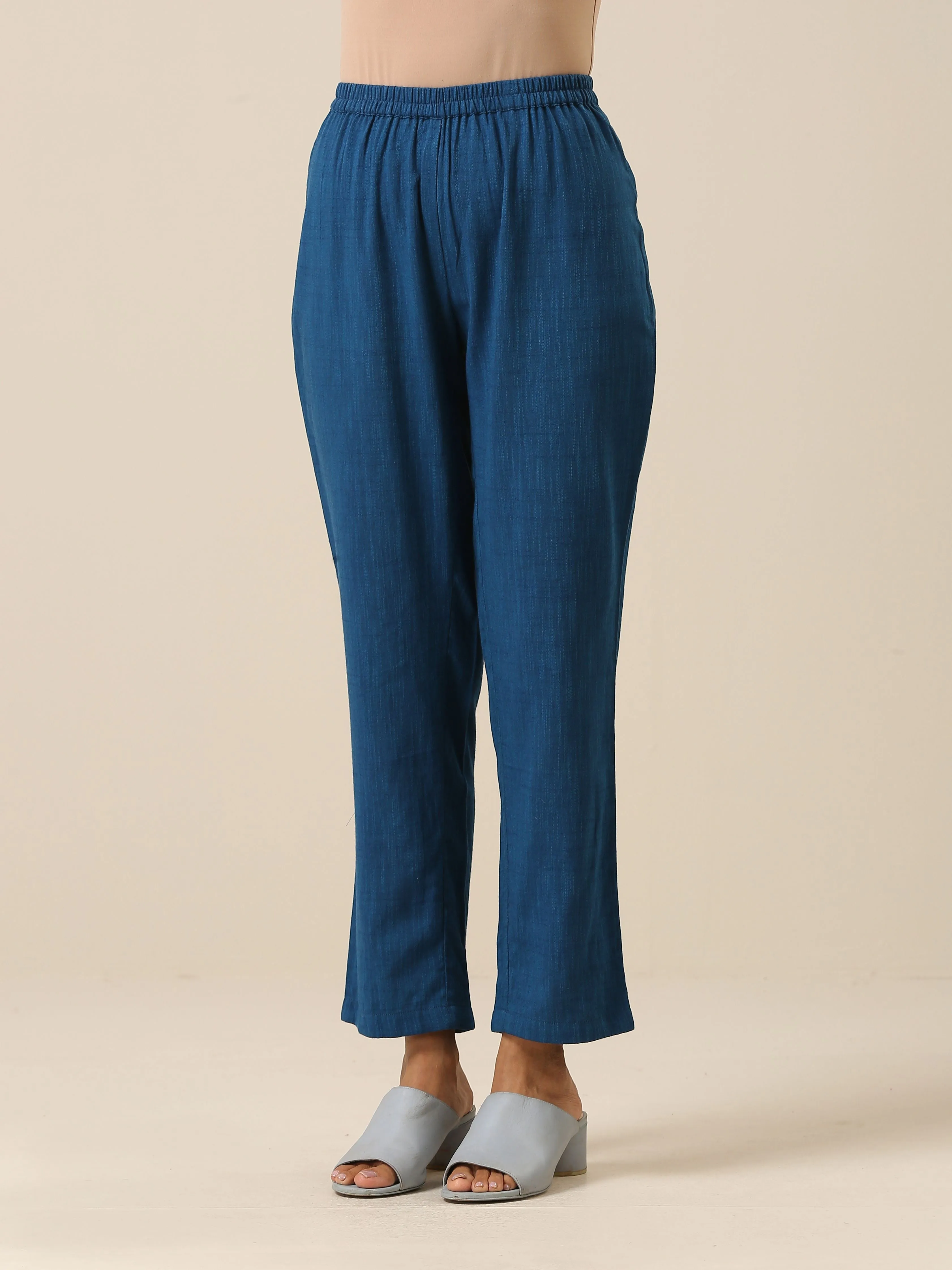 Classic Blue Slub Texture Relax Fit Co-Ord Set