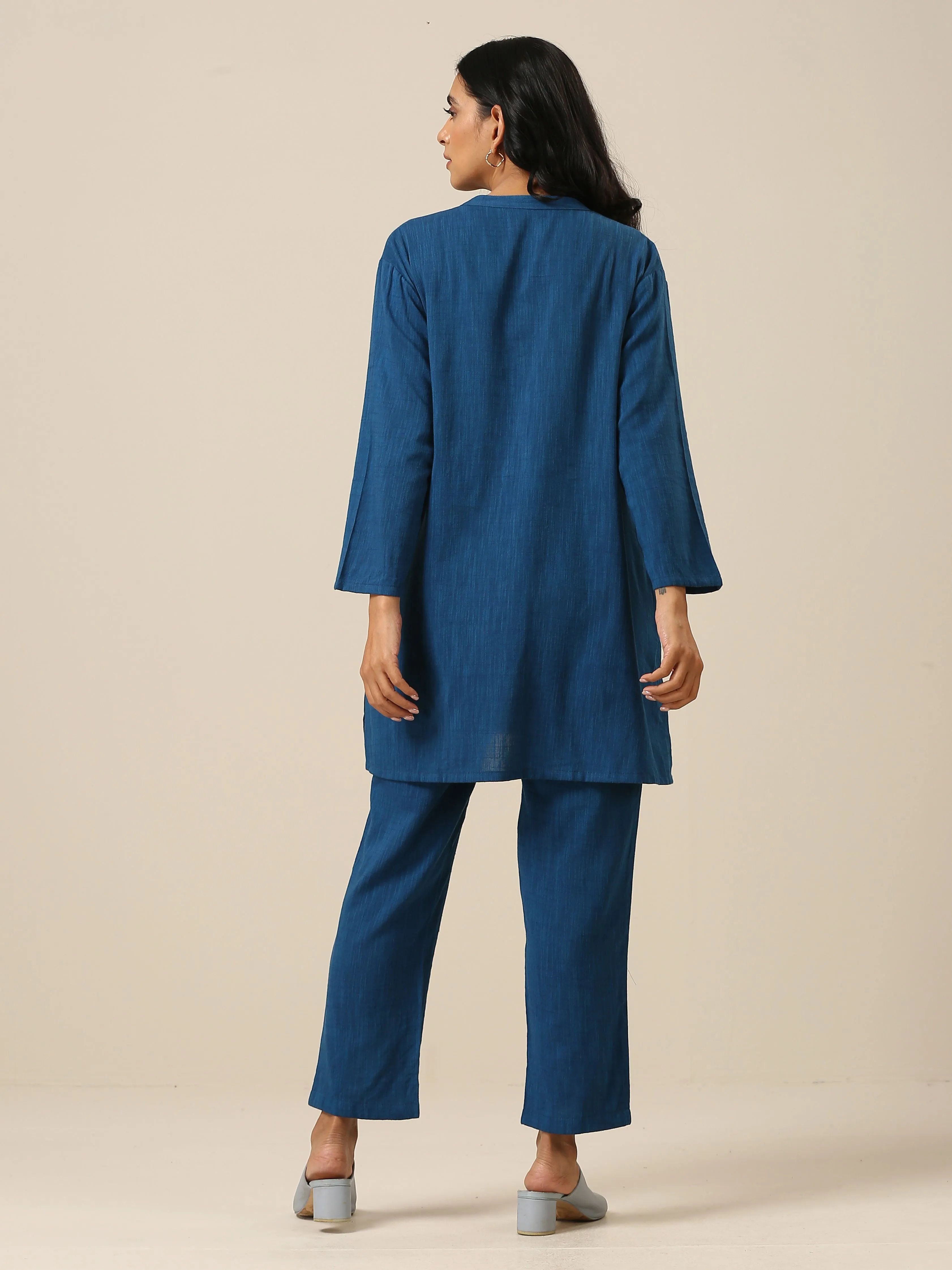 Classic Blue Slub Texture Relax Fit Co-Ord Set