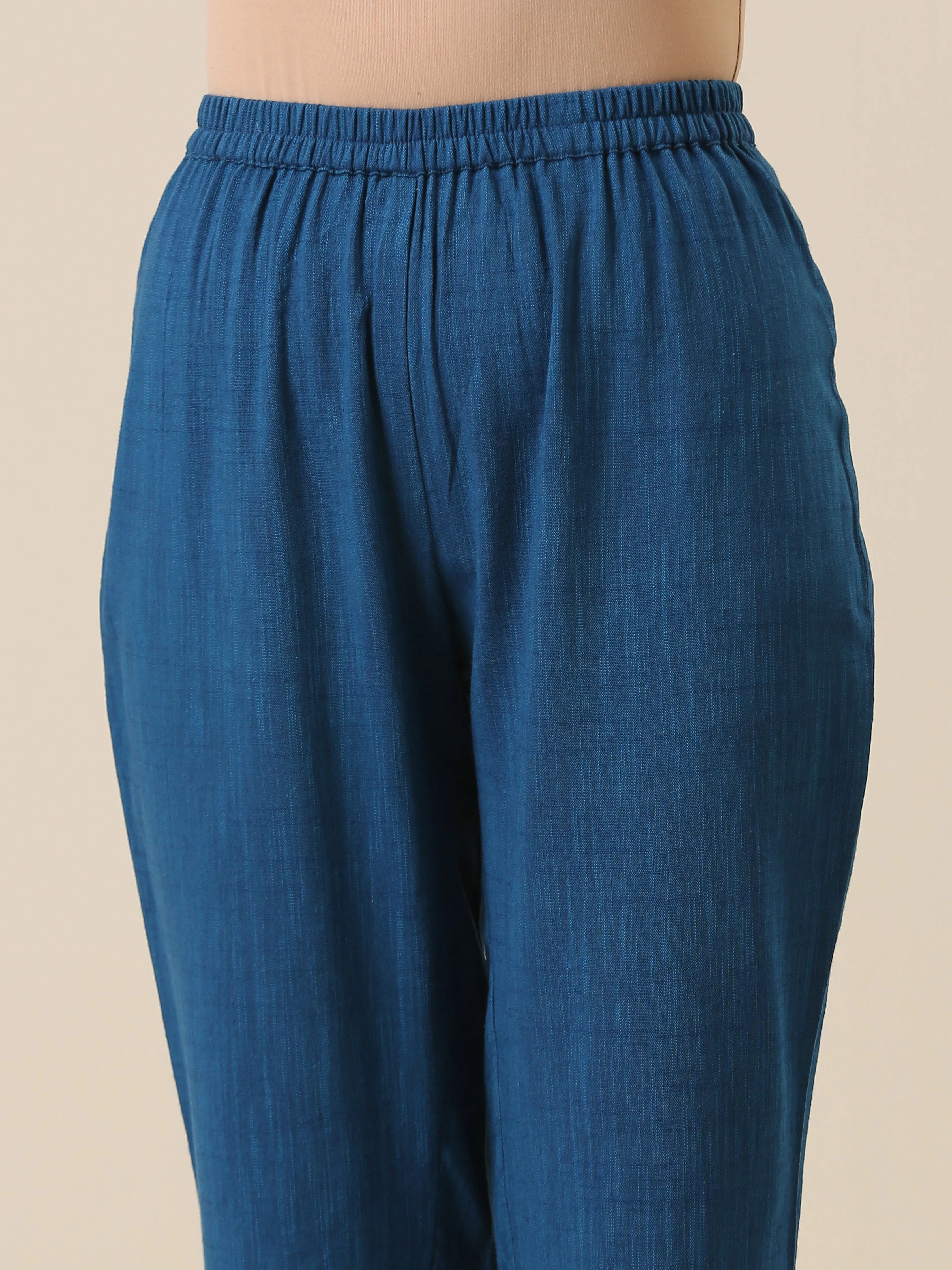 Classic Blue Slub Texture Relax Fit Co-Ord Set