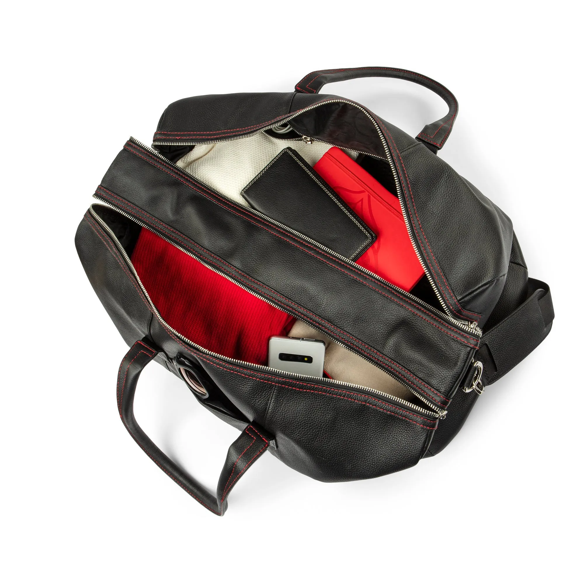 Classic Logo Premium Pebbled Leather Duffle Bag