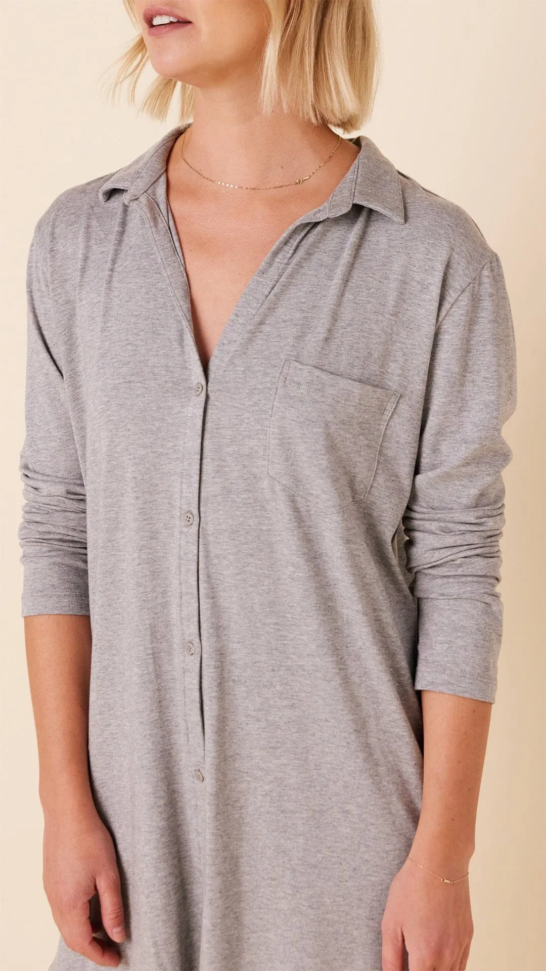 Classic Pima Knit Night Shirt - Heather Grey