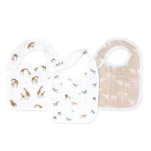 Classic Snap Bib 3 Pack Safari