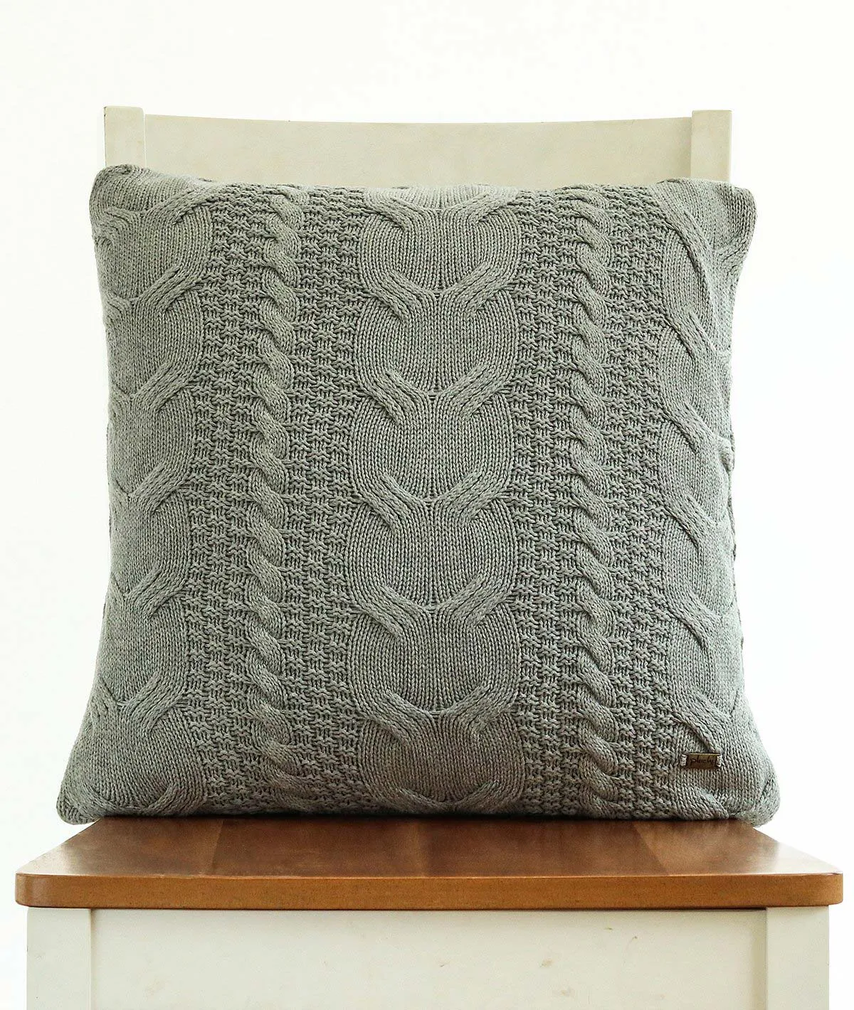 Classical- Grey Cotton Knitted Decorative Cushion Cover (18" x 18")