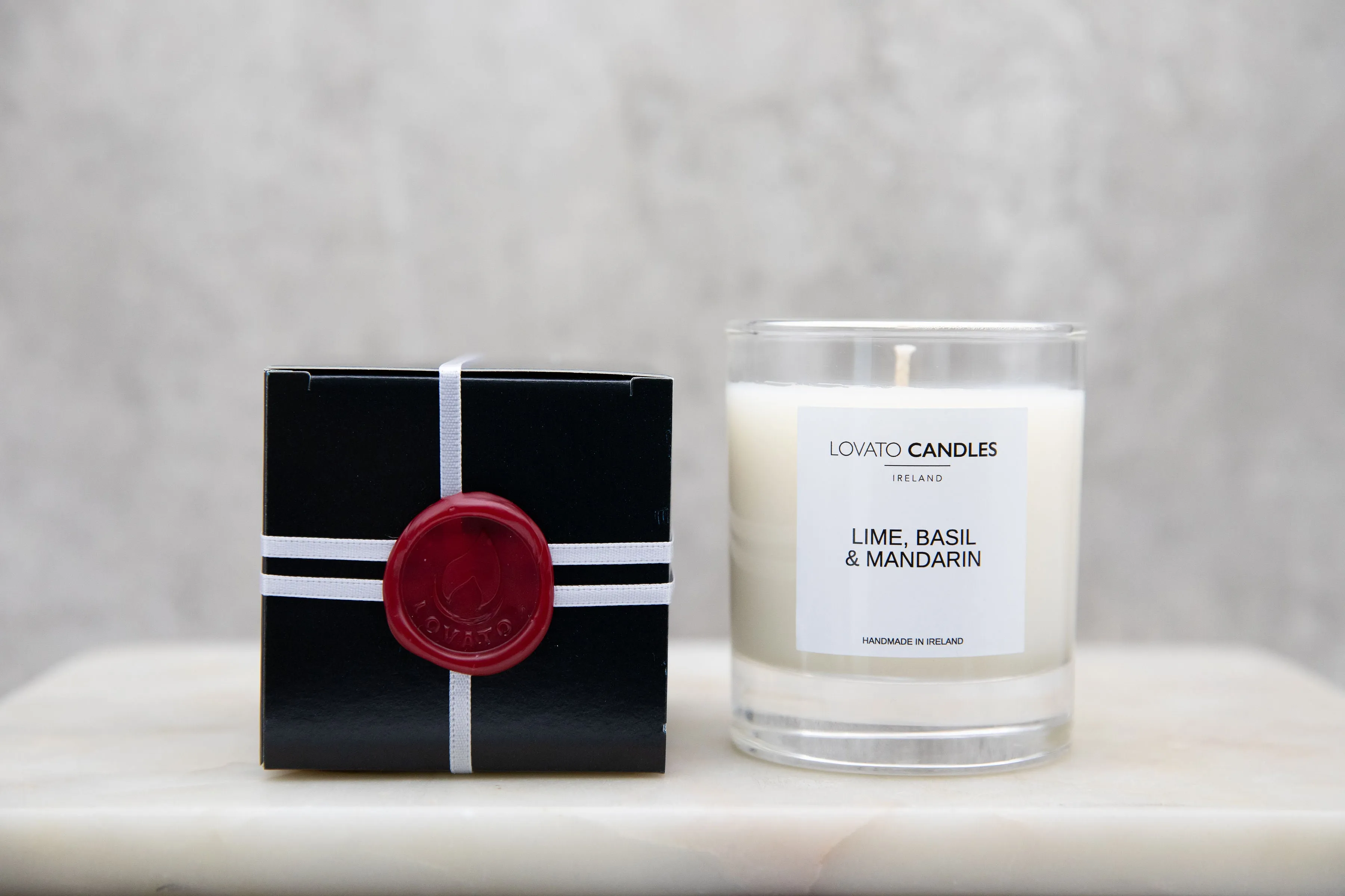 Clear Scented Candle with Luxury Black Box - Lime, Basil & Mandarin