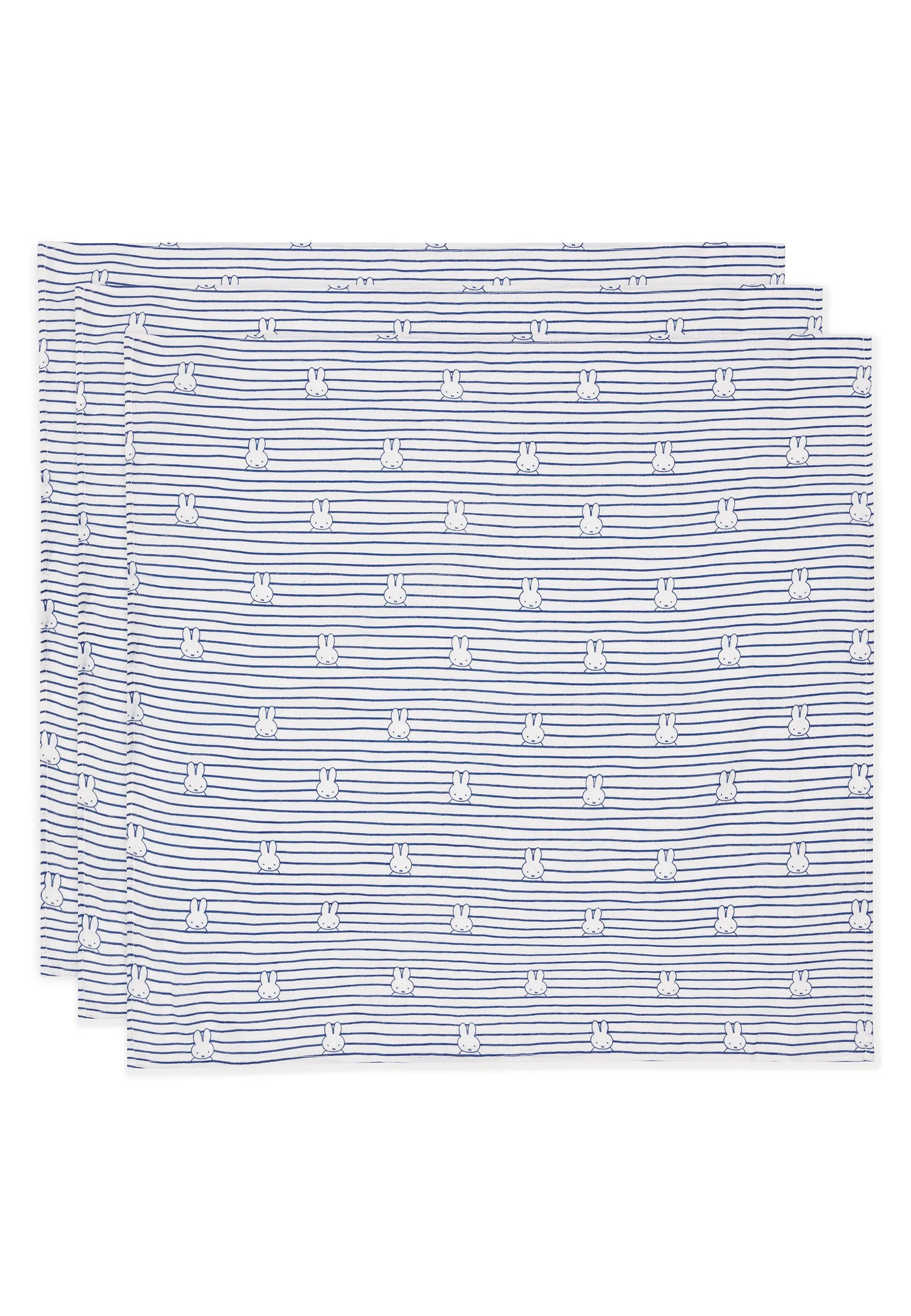 Cloth Muslin 70x70cm Miffy Stripe - Navy - 3 Pack
