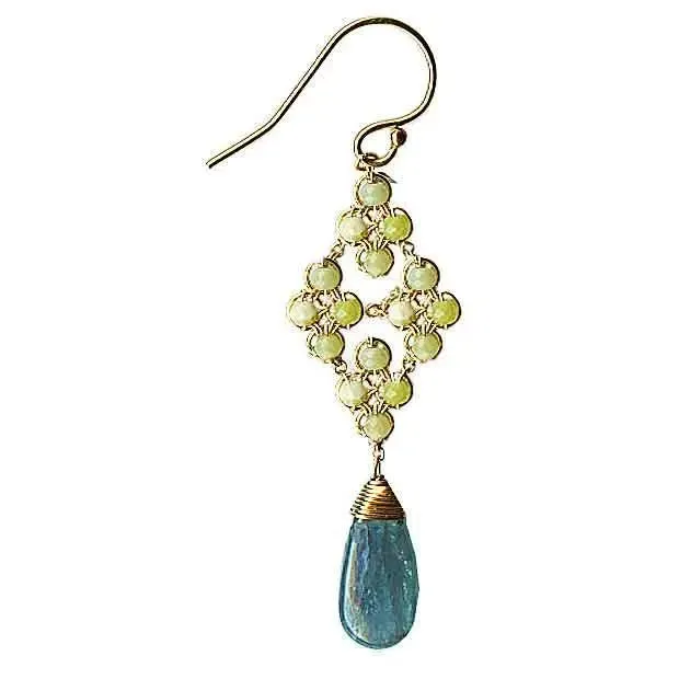 Clovers Earrings 4717 B with Lemon Chalcedony and Blue Green Kyanite by Michelle Pressler Jewelry