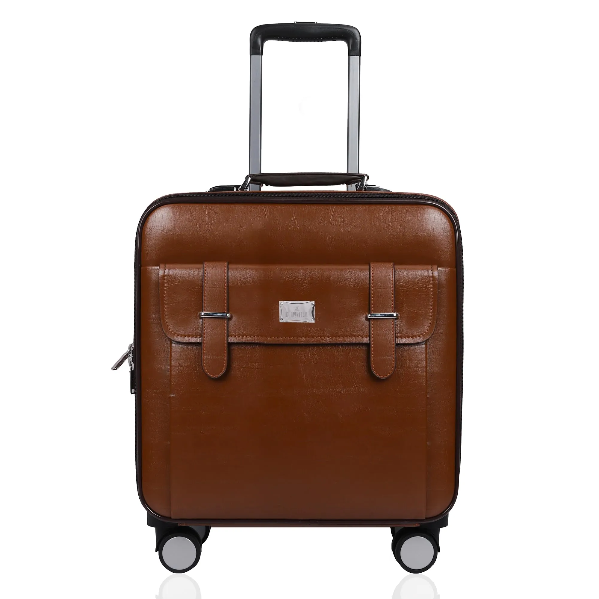 Clownfish Elite Series Laptop Trolley Bag | Overnighter Trolley Bags with Wheels for Travel | Business Cabin Crew Suitcase with Laptop Compartment | 18 inches| 29 litres | Brown