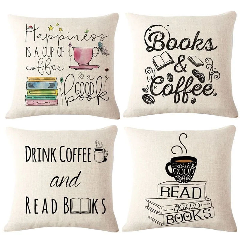 Coffee Books Cushion Case