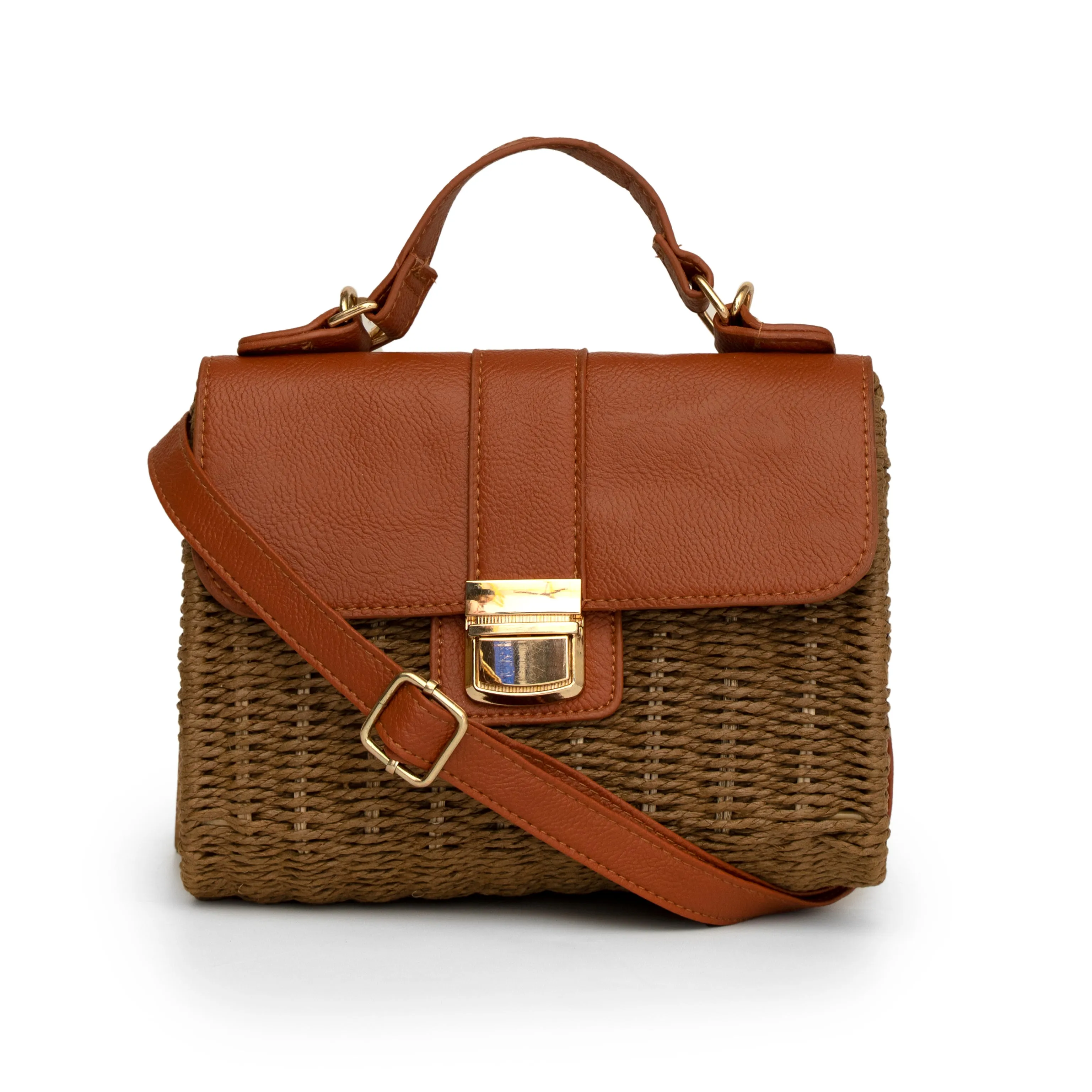 Coffee Brown jute women hand bag