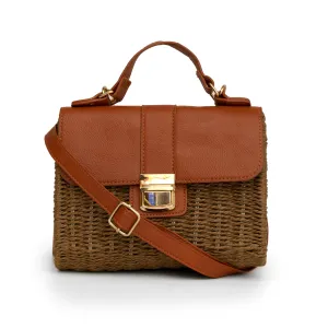 Coffee Brown jute women hand bag