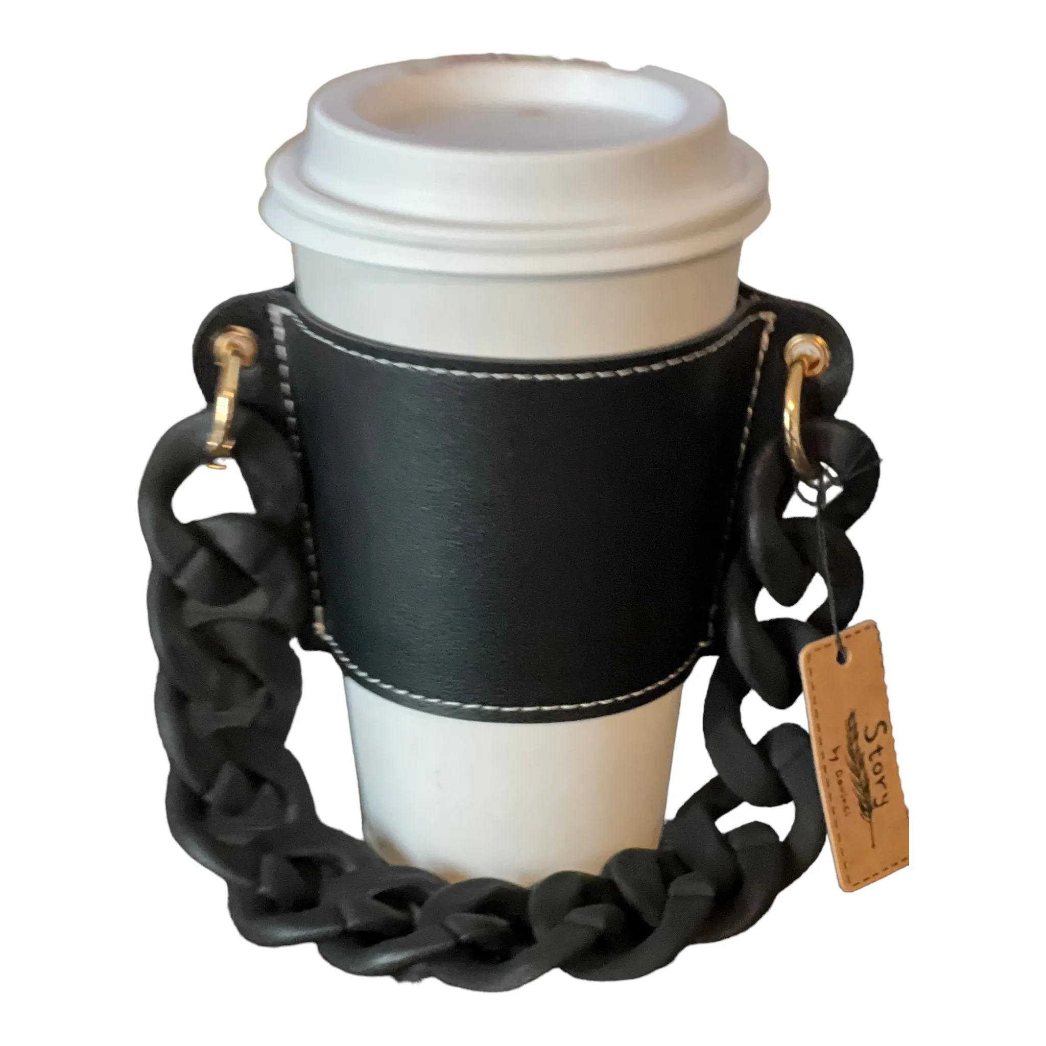 Coffee Cup Sleeve With Resin Chain Strap