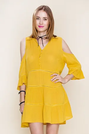 Cold Shoulder Button Down Dress
