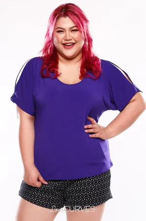 Cold Shoulder Dolman Top - Purple - MER