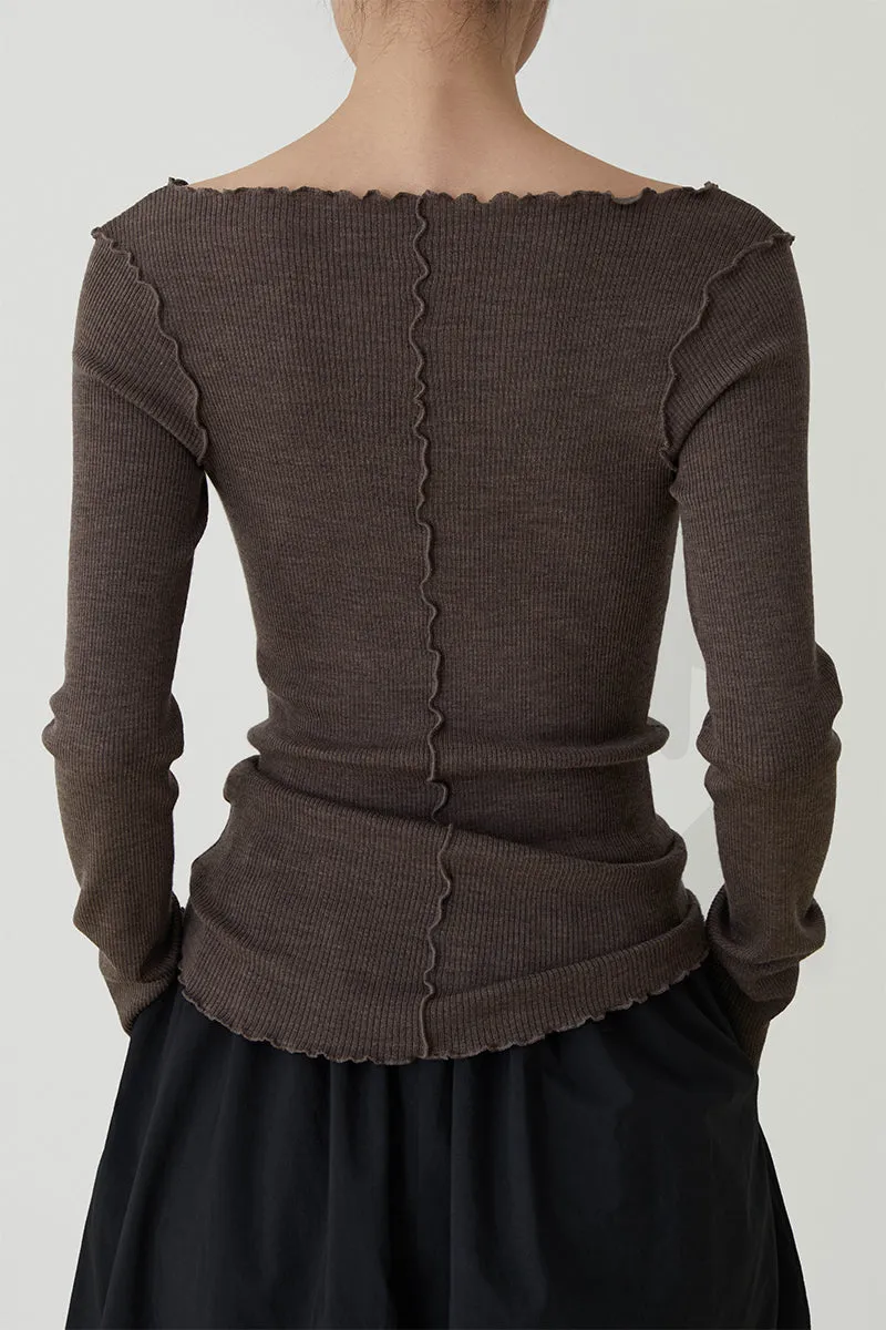 Collar Wool Pop-up Knit Top