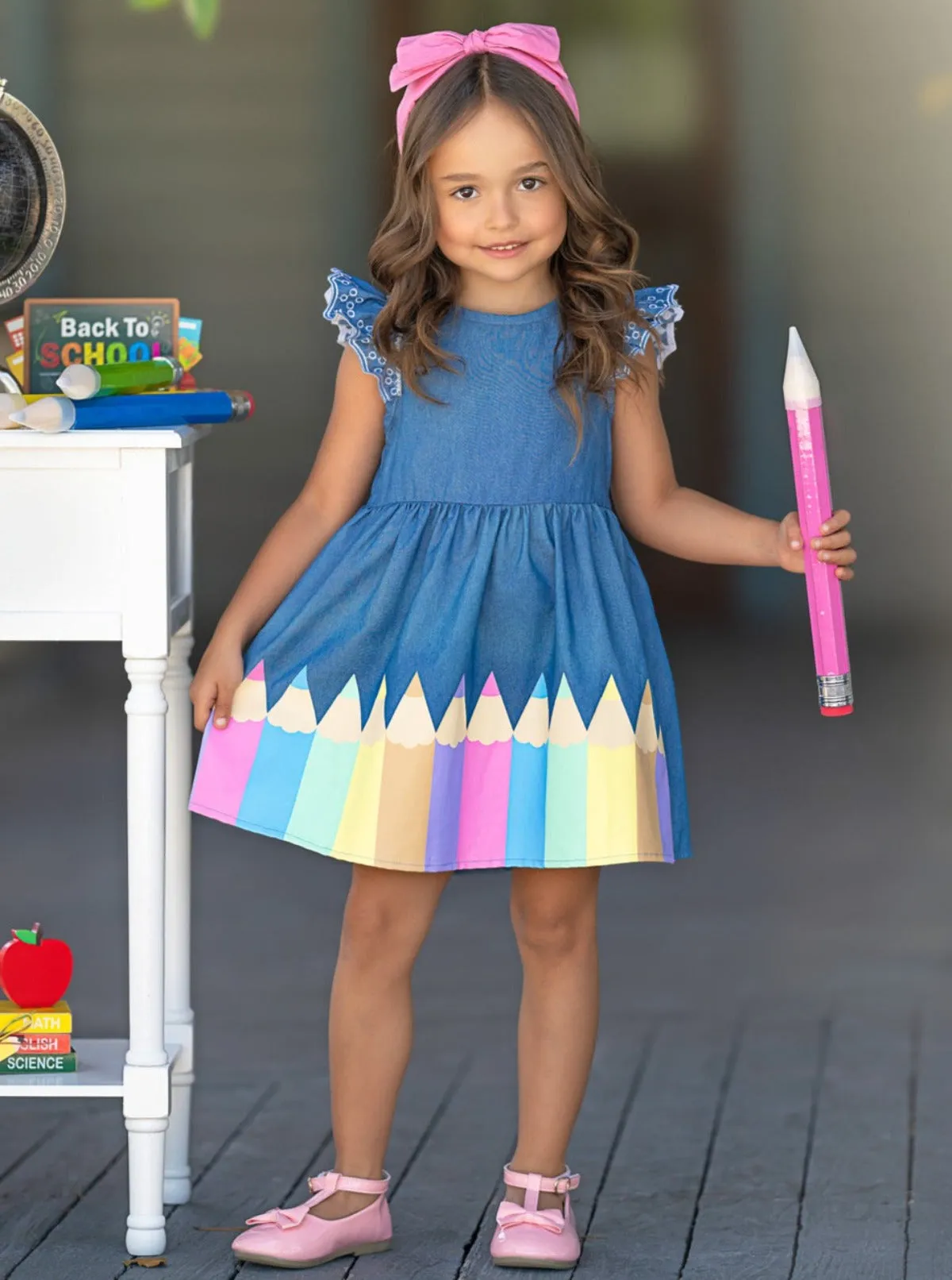 Color Me Pretty Ruffle Sleeve Denim Dress