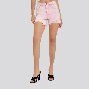 Color vintage denim shorts
 for women
