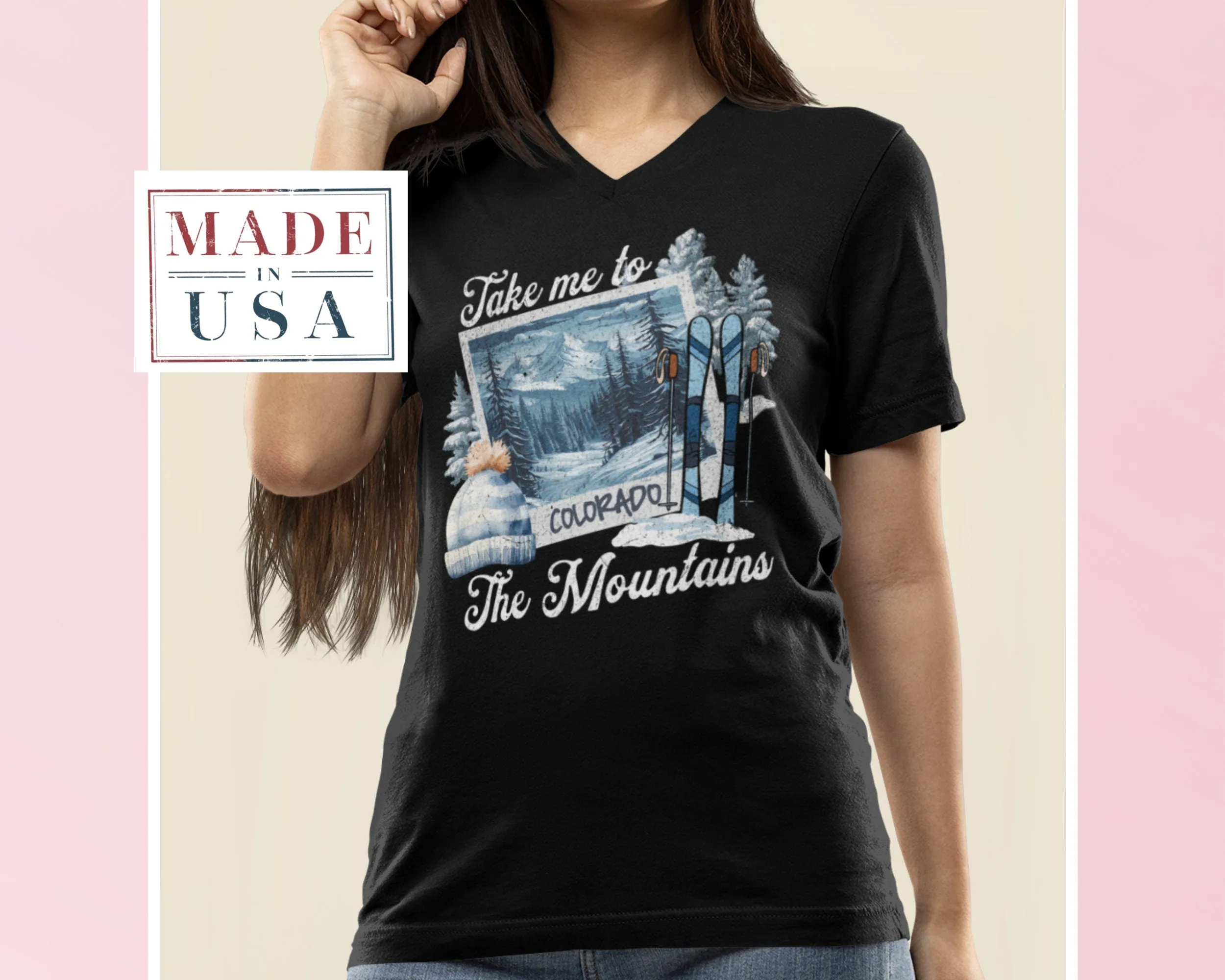 Colorado Winter Skiing T-Shirt, Mountain Ski Gear Tee, Colorado Souvenir Shirt, Winter Sport Shirt, Snowy Mountains Tee, Ski Trip Sweatshirt