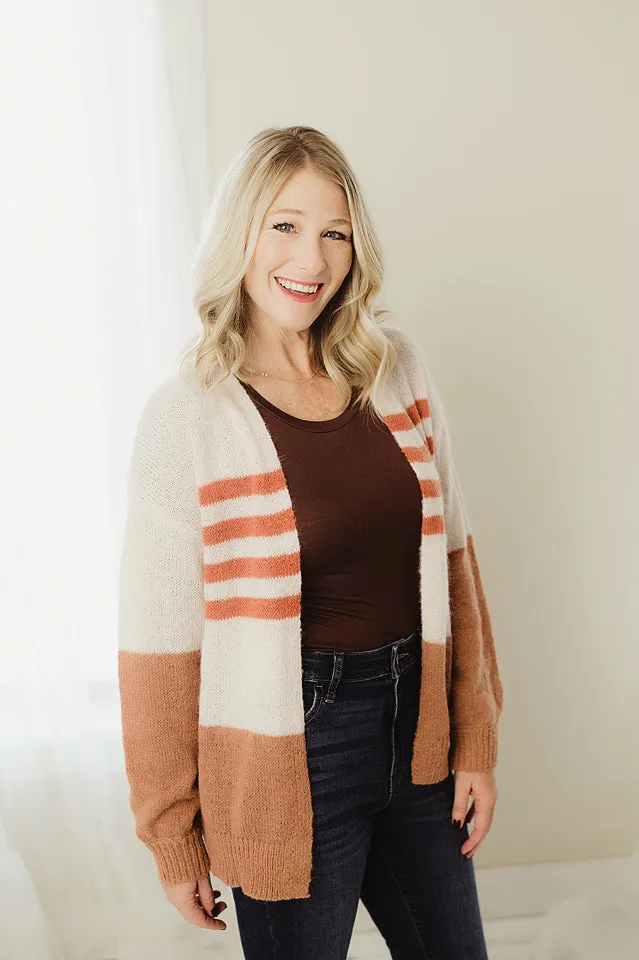 Colorblock Striped Cardigan