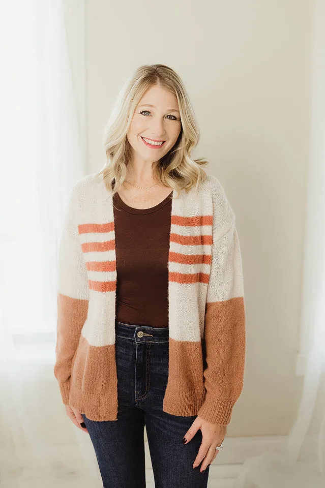 Colorblock Striped Cardigan