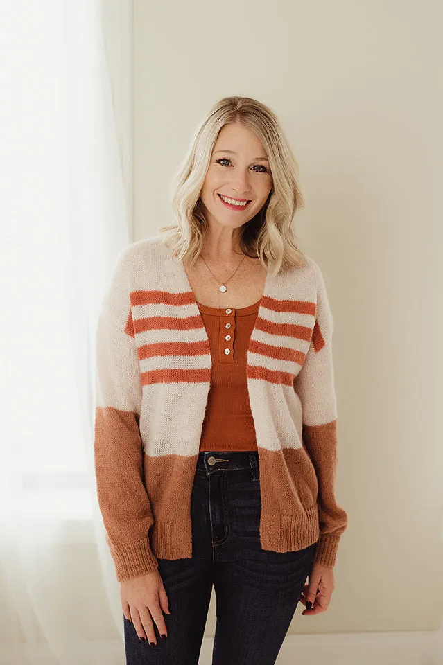 Colorblock Striped Cardigan