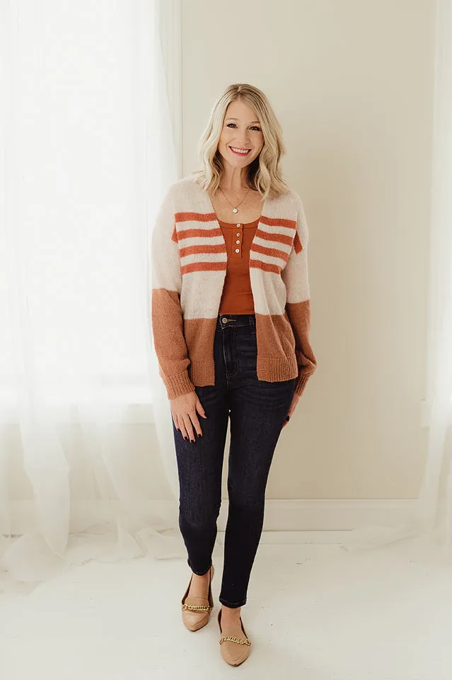 Colorblock Striped Cardigan