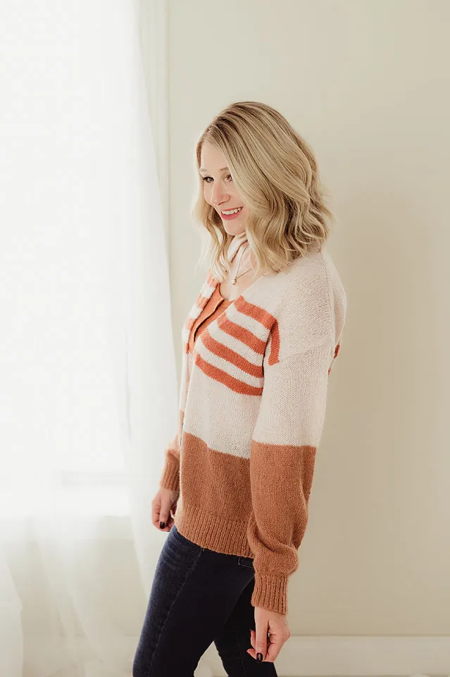 Colorblock Striped Cardigan