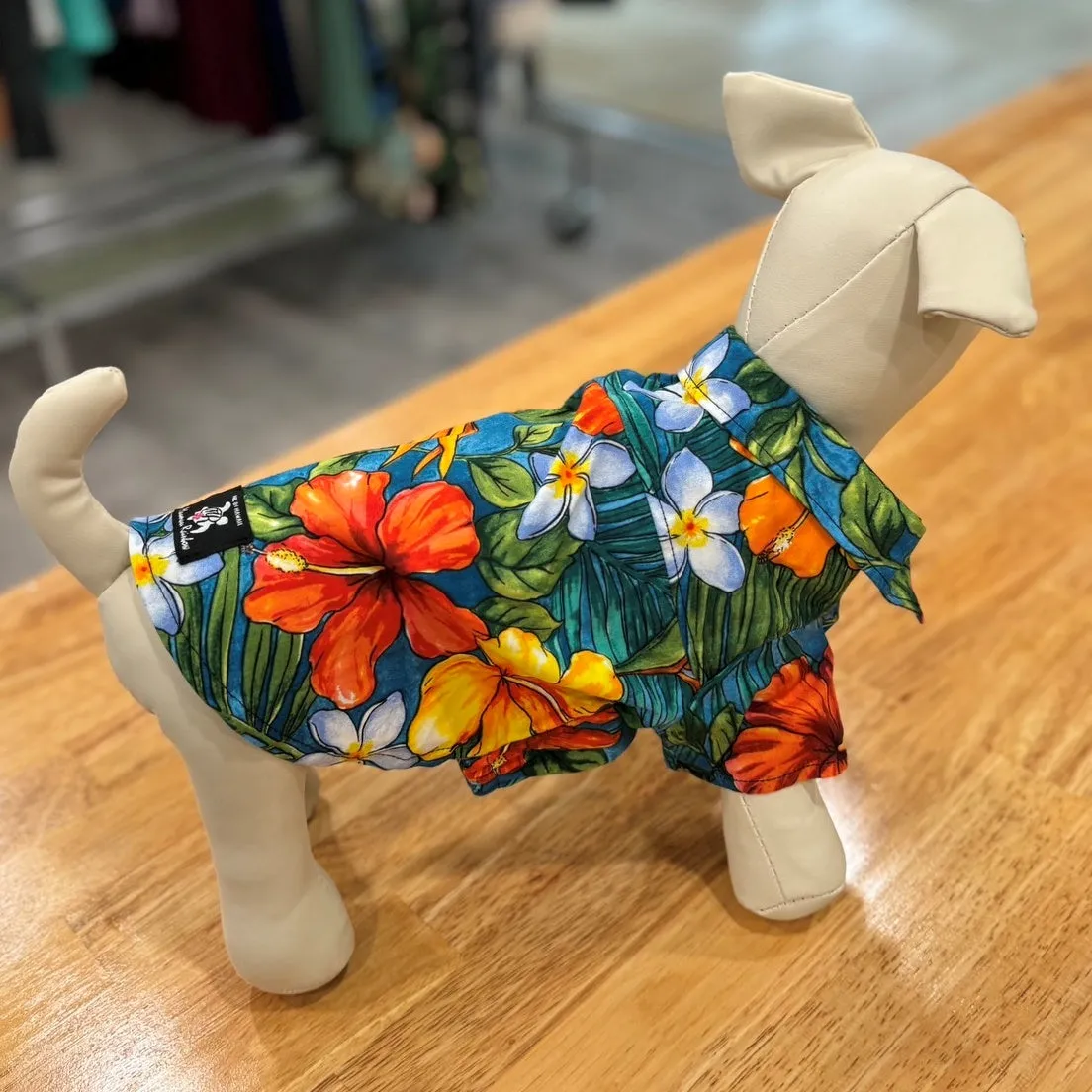 Colorful Flower Print Dog Shirts / Blue［Dog and owner hawaii shirts］