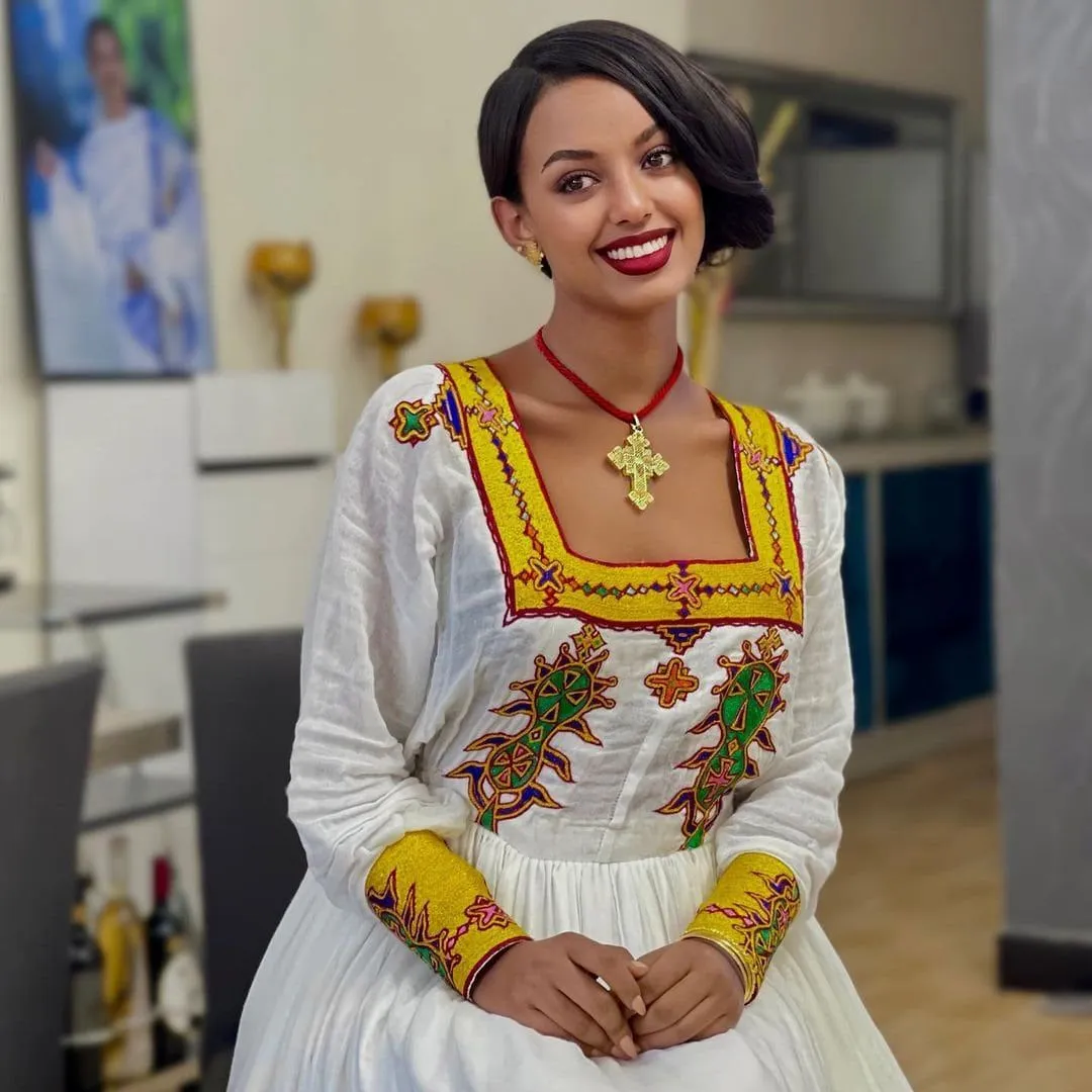 Colorful Habesha Kemis Handwoven Habesha Dress Ethiopian traditional dress Eritrean Dress