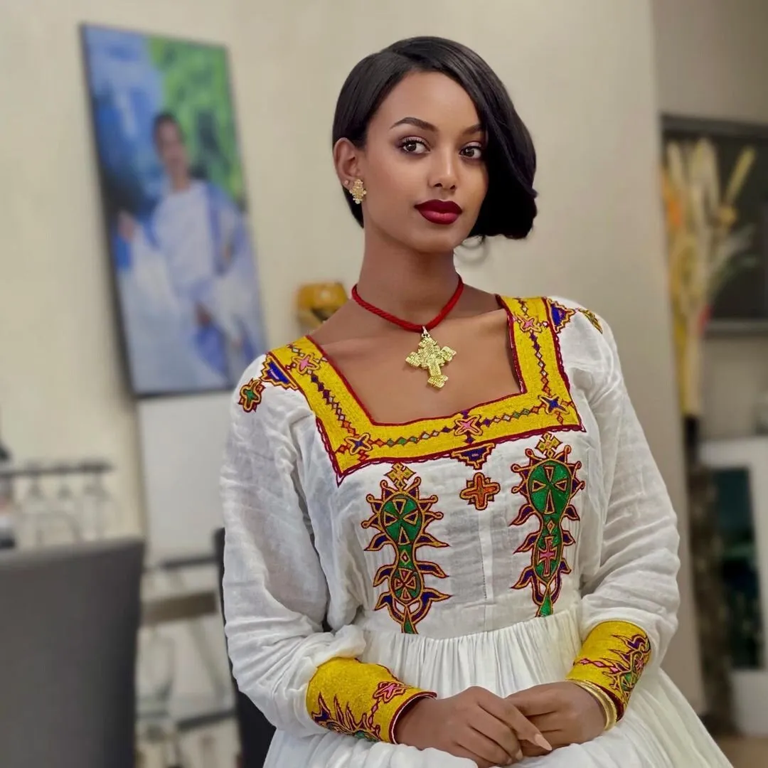 Colorful Habesha Kemis Handwoven Habesha Dress Ethiopian traditional dress Eritrean Dress