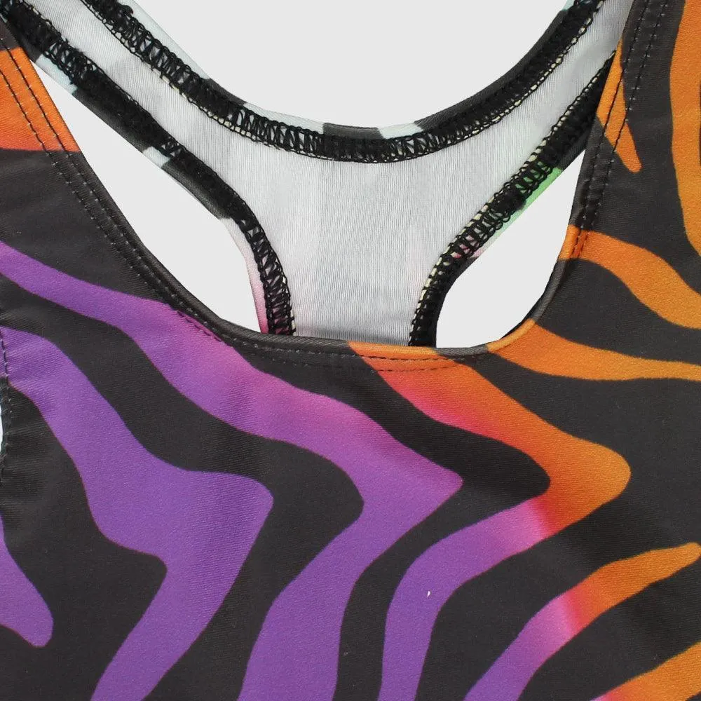 Colorful Tiger Skin One-Piece Swim Suit