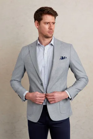 Comfort Fit Peak Lapel Light Gray Casual Blazer