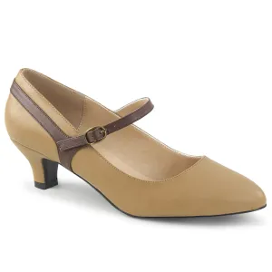 Comfortable Large Size Cream Classic Kitten Heels