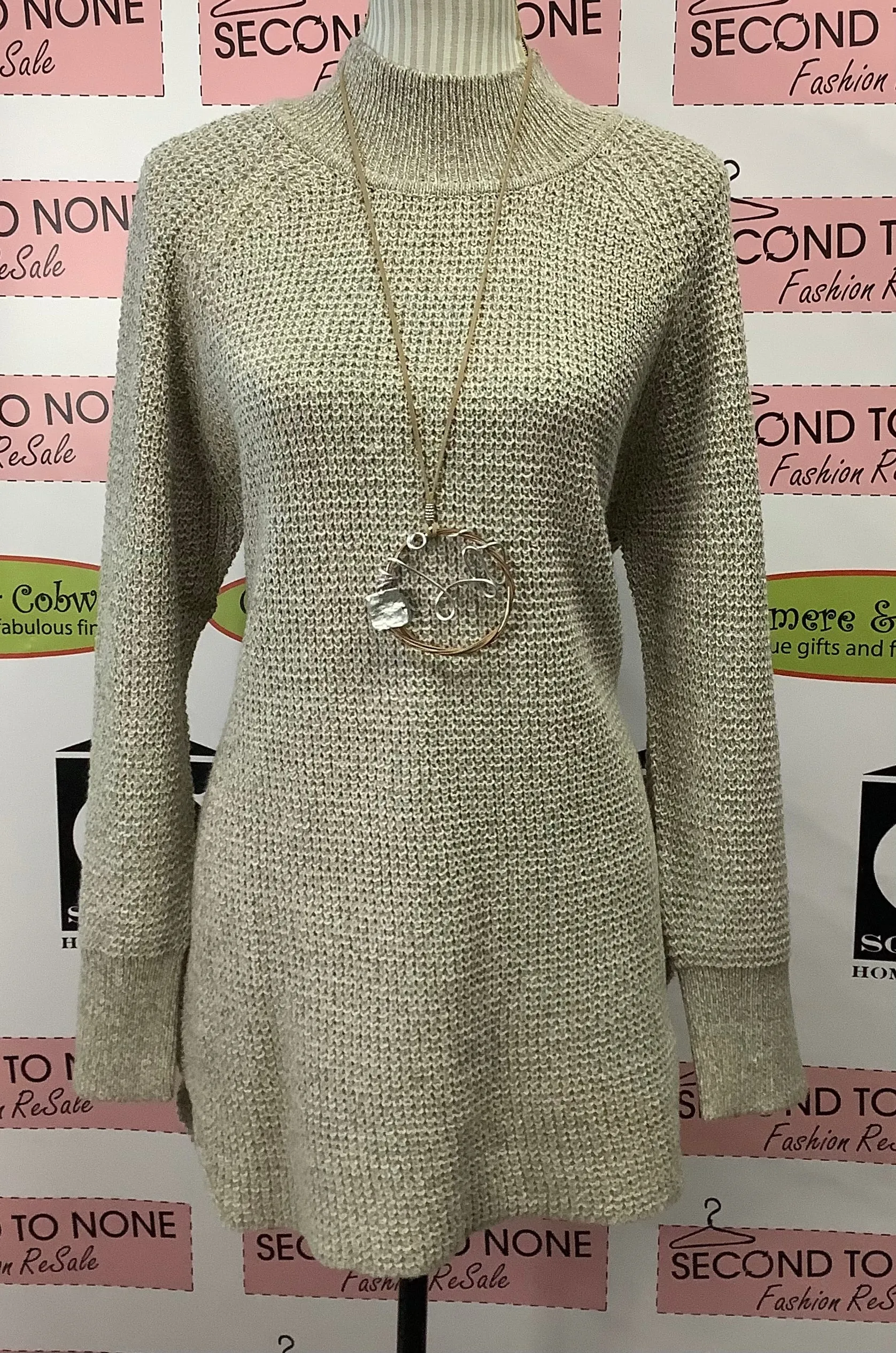 Comfy Beige Knit Sweater (Size L)