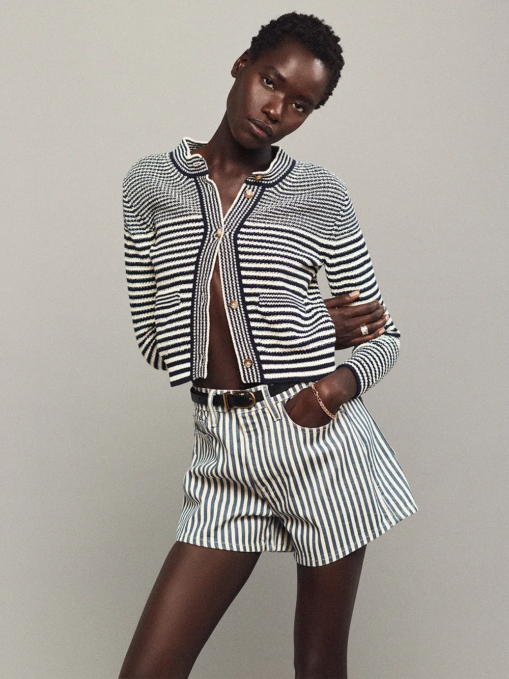 Compact Stripe Cardi -- Navy Multi