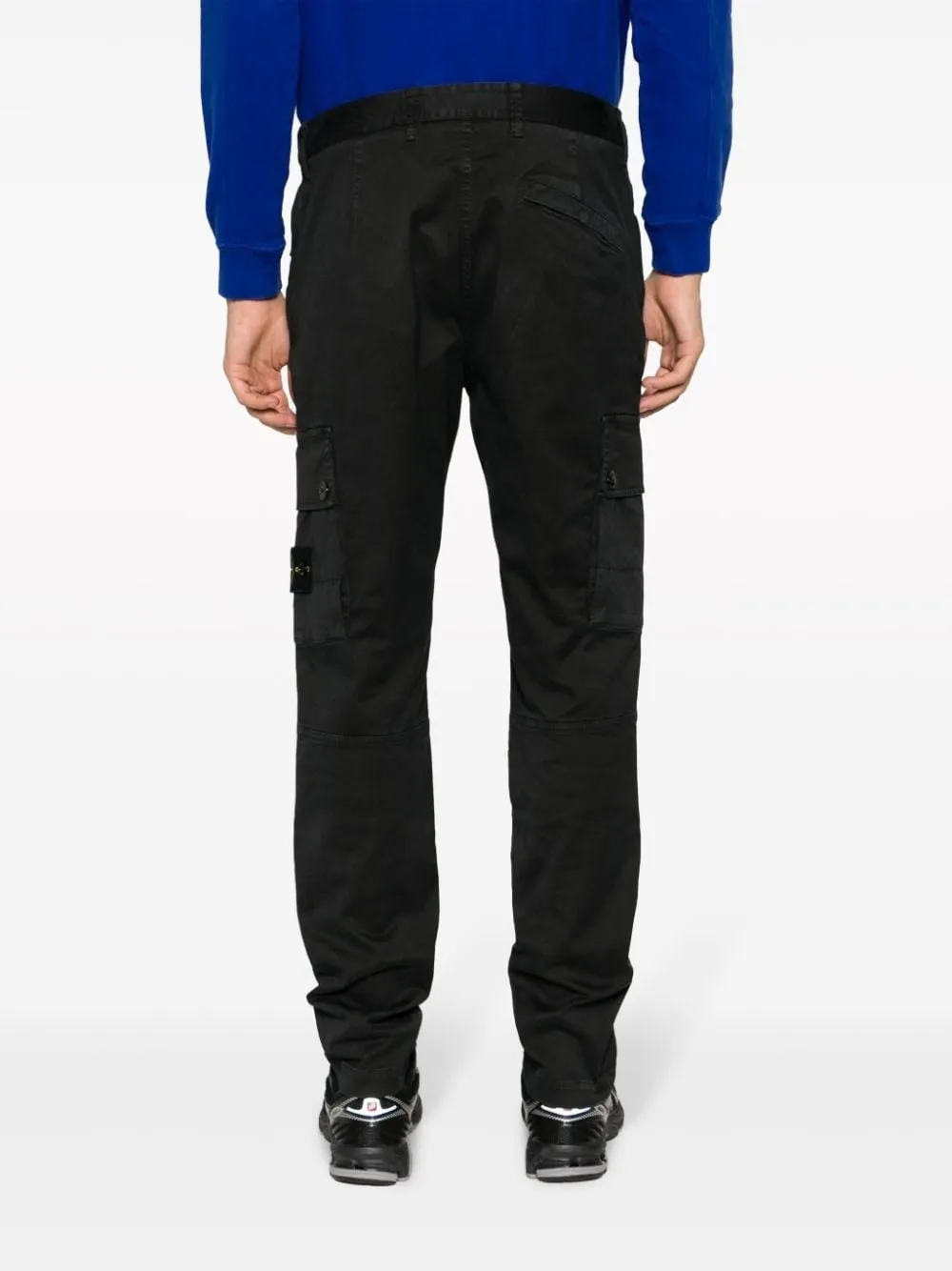 COMPASS-MOTIF COTTON TAPERED TROUSERS