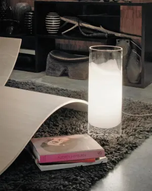 Contemporary Cylindrical Glass Table Lamp