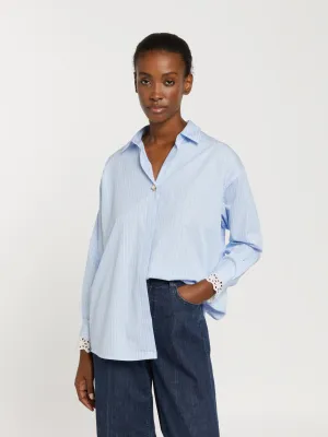 Contrasting stripes shirt with open collar