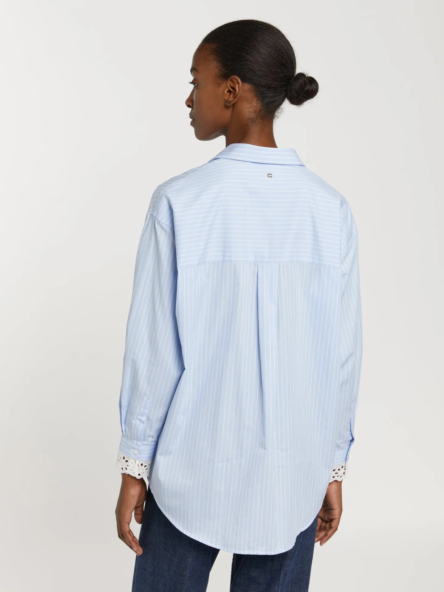 Contrasting stripes shirt with open collar