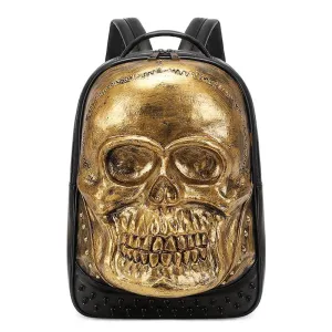 Cool Unisexs 3D Skull Backpack , Smiling Skull Backpack , Studded Large Volumn Laptop Backpack