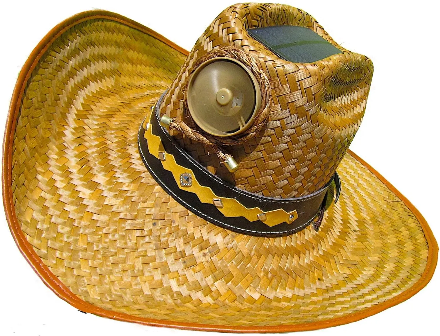Cooling Sun Straw Solar Men's Palm Leaf Cowboy Hat w. Band Meduim
